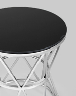 Журнальный стол 50*50 ВИВА серебро стекло черное