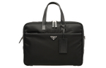 PRADA Zip Closure Recycled Nylon And Saffiano Leather Briefcase, Handbag Men"s Black