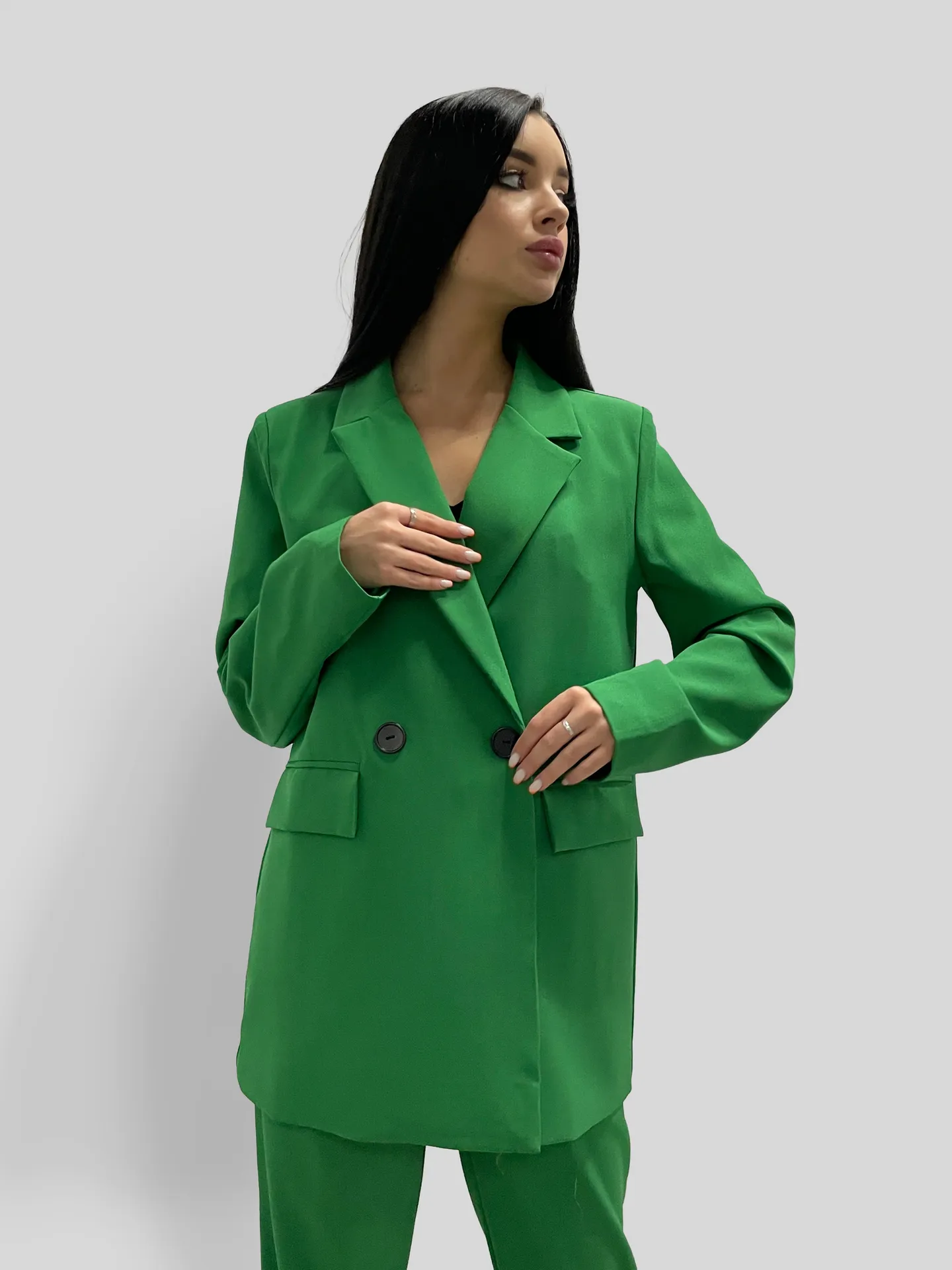 Костюм Liza 53 пиджак на одну пуговицу с зауженными брюками\Зеленый недорого