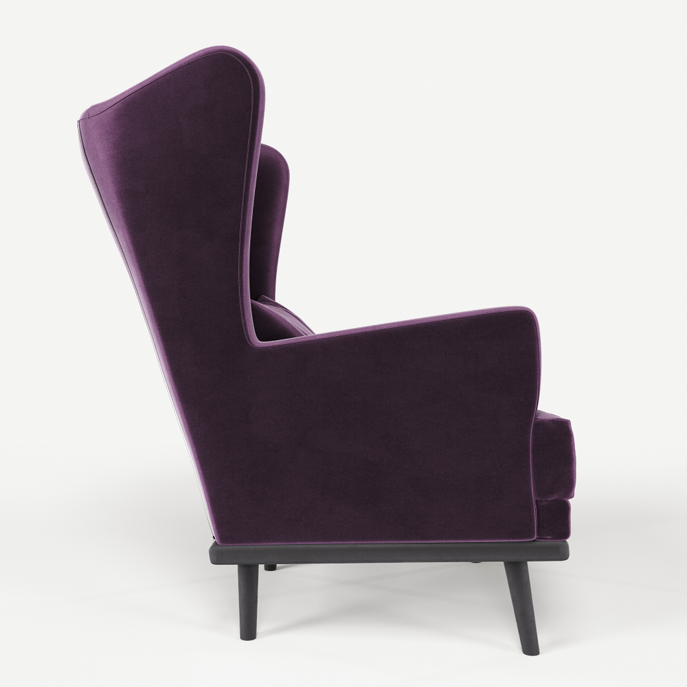 Мягкое кресло с ушами Фантазёр LUXE-11 (Фиолетовый 10) с каретной стяжкой, на высоких ножках, для отдыха и чтения книг. В гостиную, балкон, спальню и переговорную комнату.
