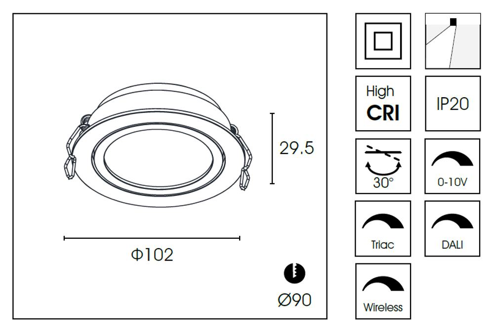 Встраиваемый светильник DA8304DR d.10.2