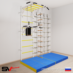 Шведская стенка Sv Sport усиленная 64940 (Турник рукоход/Брусья/Лестница/Трапеция/Мат 2м/Канатный лаз)