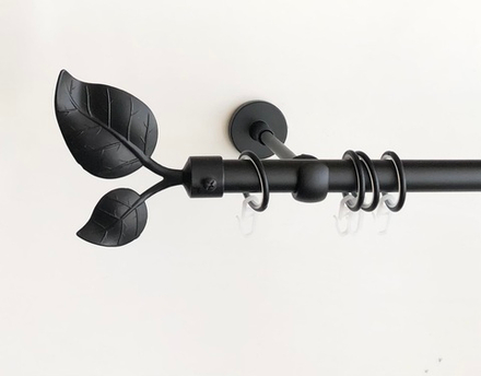 Карниз кованый для штор Вяз d20 однорядный, цвет черный матовый