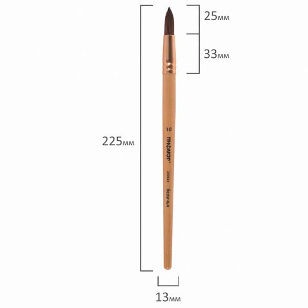 Кисть ПИФАГОР, беличья, круглая, № 10, 200824