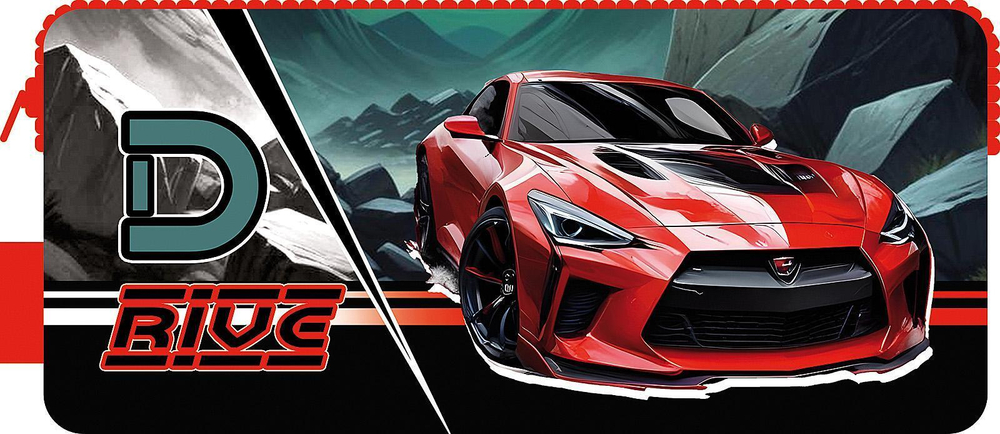 Пенал-косметичка 2 секц. с ручкой 200/90/55 "Ride and road 2025" 2-х сторон.печать, ткань (Пчёлка)