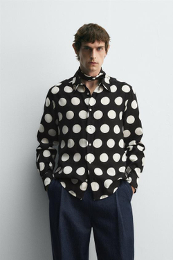 ZARA HARRY LAMBERT X DISNEY РУБАШКА В ГОРОШЕК, ЧЕРНЫЙ