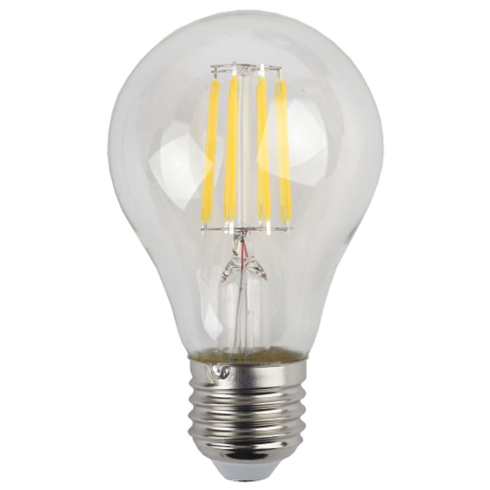 Лампа светодиодная ЭРА F-LED A60-9W-827-E27 9Вт филамент груша теплый белый свет E27 | Филаментные декоративные