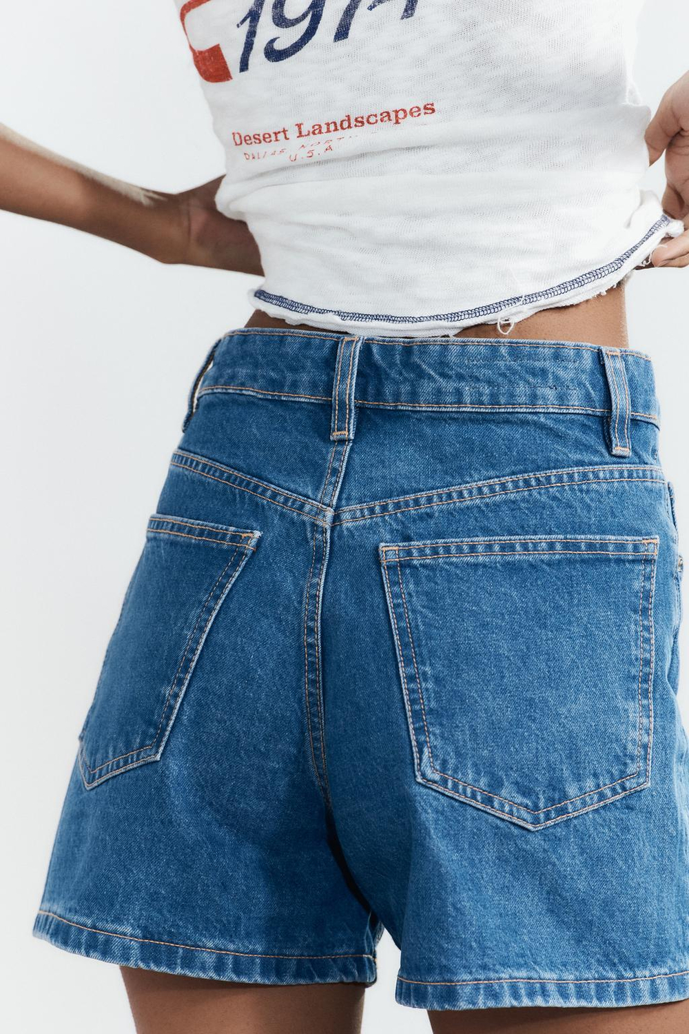 Джинсовые шорты trf с высокой посадкой mom fit и косой застежкой