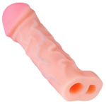 Удлиняющая и расширяющая насадка на пенис с кольцом для мошонки Conqueror , вторая кожа (19 см , телесный ) (Цвет: телесный)