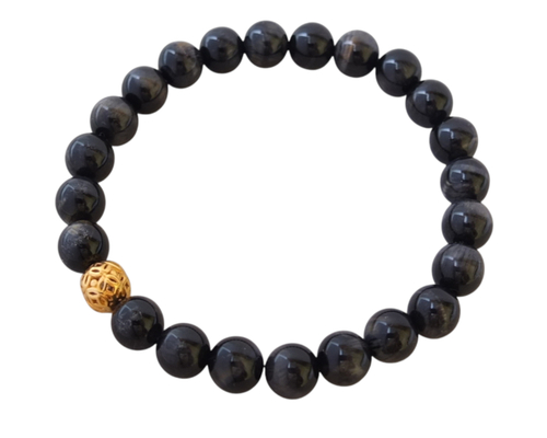 Браслет из тигрового глаза, вставка с премиальным золочением