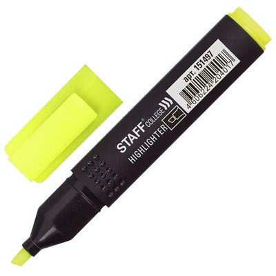 Текстовыделитель 1-4мм. желтый "College STICK HL-497" (STAFF)