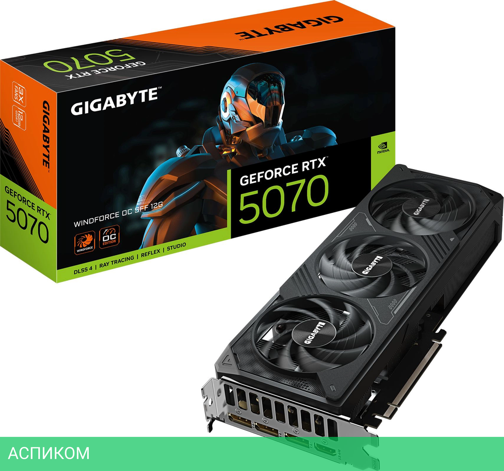 Видеокарта GigaByte GeForce RTX 5070 Windforce OC SFF 12G GDDR7 (GV-N5070WF3OC-12GD)