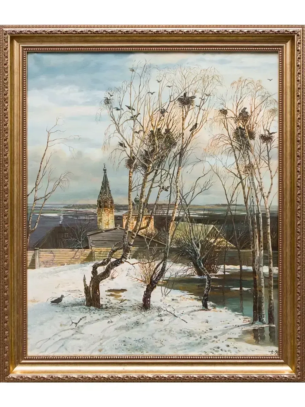 Картина маслом Грачи прилетели Дельцов (копия Саврасова)