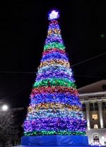 Светодинамическая елка каркасная-узкая с встроенной гирляндой "Евро-2" 16 м