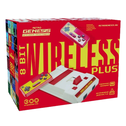 Игровая приставка Retro Genesis 8 Bit Wireless Plus + 300 игр (модель: C-56A, Серия: C-50, AV кабель, 2 беспроводных аккумуляторных джойстика)