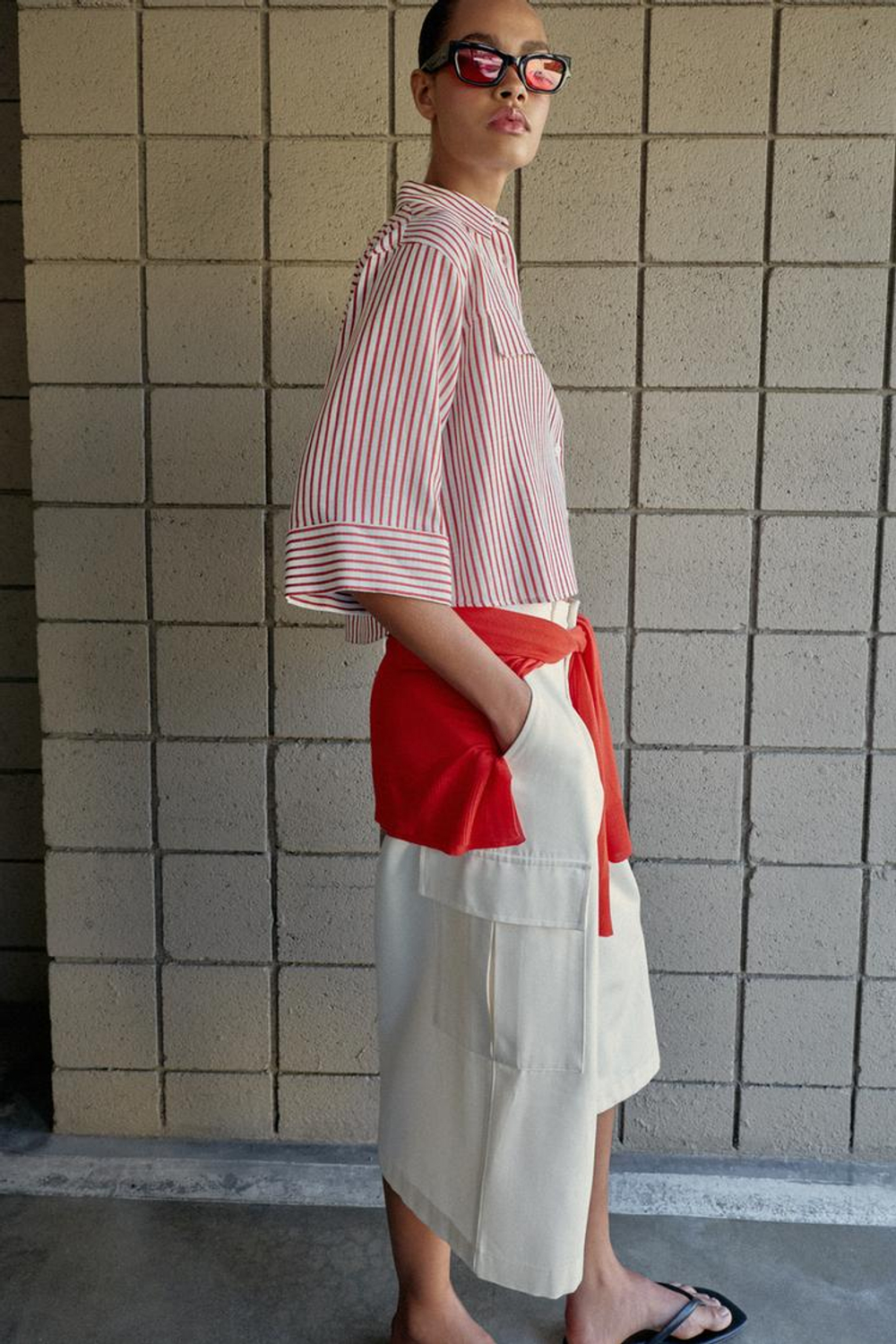 ZARA РУБАШКА В ПОЛОСКУ ИЗ ЛЬНА, ПОЛОСКИ