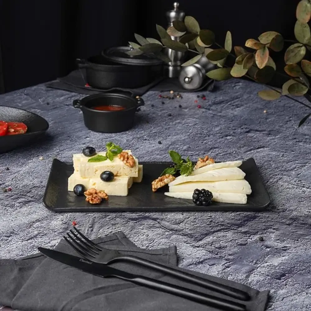 Блюдо прямоугольное 26*13 см h1,6 см с бортами Side Up2 Black Raw Stellar P.L. Proff Cuisine [4]