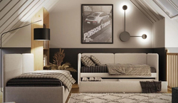 90-200 Кровать Bruno-Софа с выкатным ящиком Casa Сапфировый