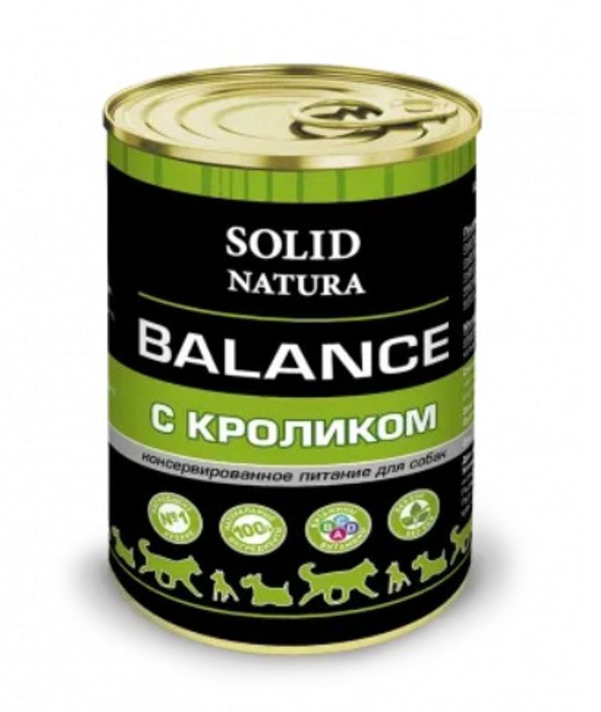 Влажный корм для собак Solid Natura Balance Кролик банка 340г Влажный корм для собак Solid Natura Balance Кролик банка 340г
