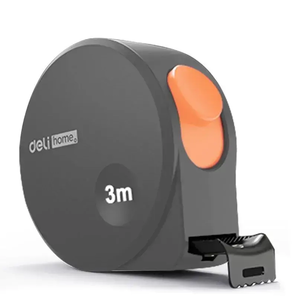 Рулетка "Home Series Gray" Deli HT8316C 3мх16мм (эксклюзивный дизайн, корпус из софттач пластика, противоскользящая резиновая вставка, подарочная упаковка)