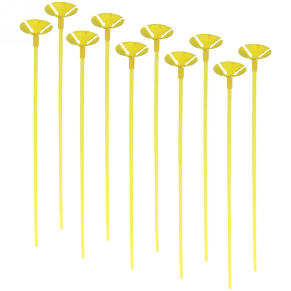 Набор палочек для шариков воздушных с держателем, 42 см (10 шт), желтый