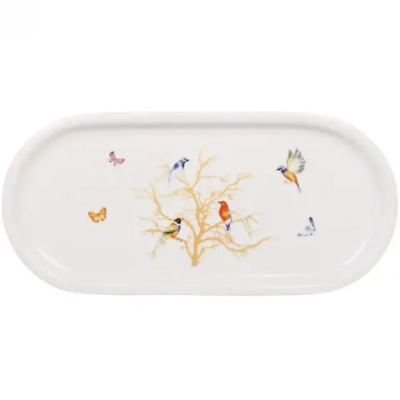 Блюдо керамическое для сервировки «Райский сад» 25*11,5*2см, белое