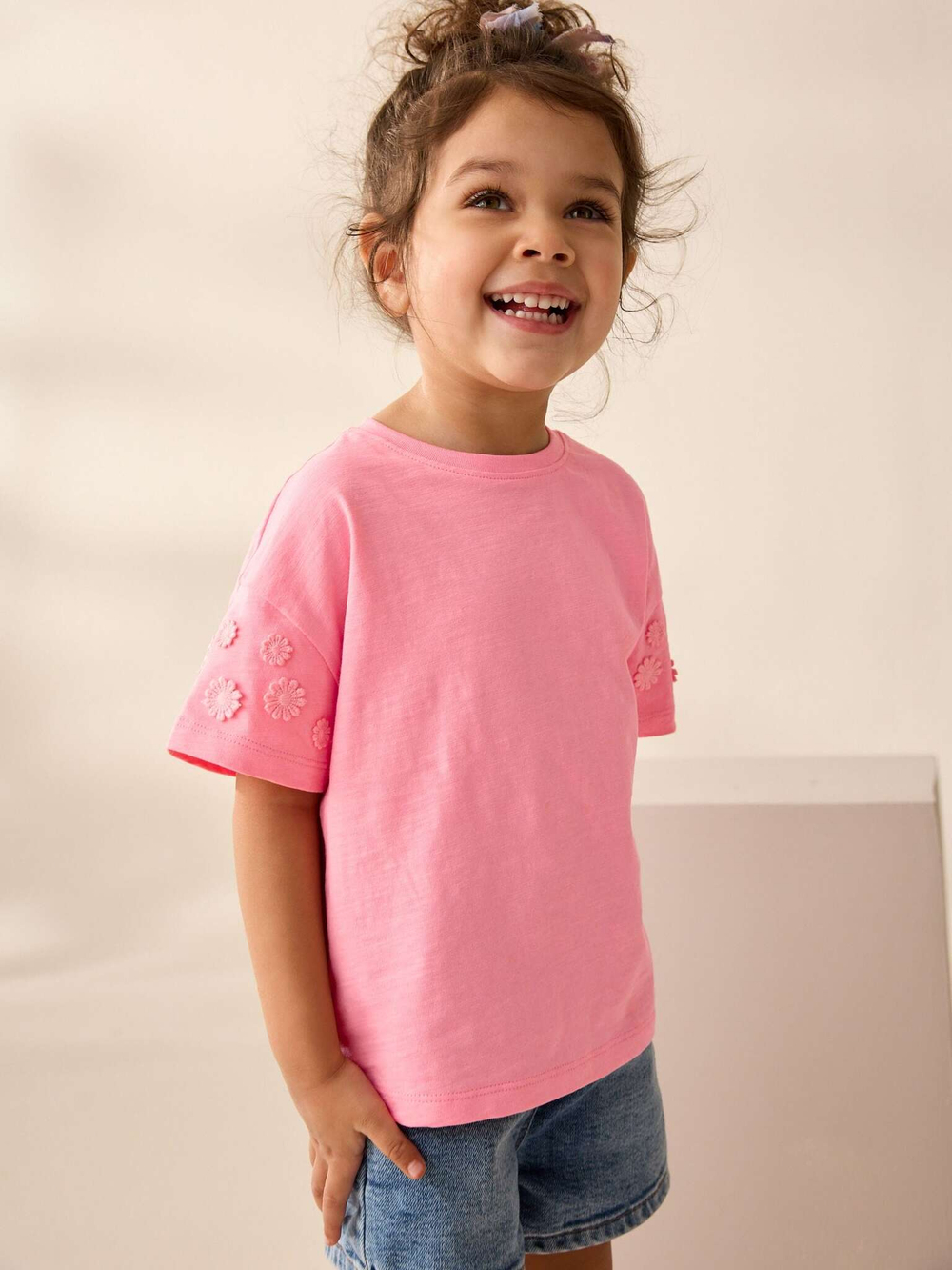 Футболка с вышивкой для девочки Next AD8-241, Розовый
