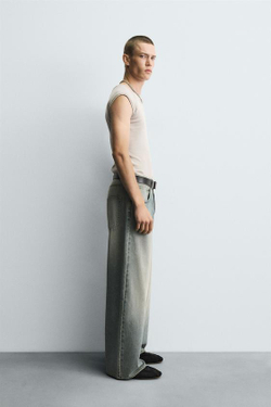 ZARA ДЖИНСЫ BAGGY FIT, ЗЕЛЕНОВАТО-СИНИЙ