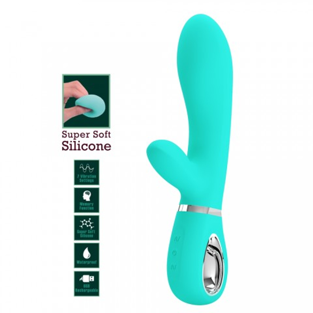 Вибратор-кролик Thomas Super Soft (20 см) бирюзовый