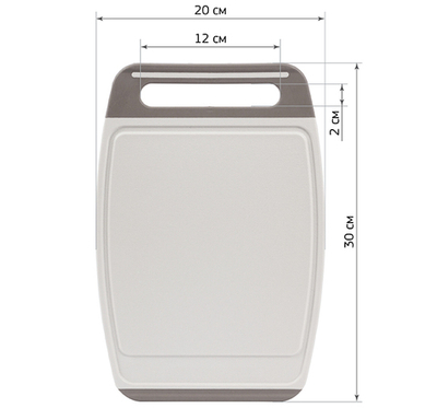 Доска разделочная ХЕВИ 300*200 мм антискользящие вставки, увеличенная толщина, желобки для отвода влаги М1565
