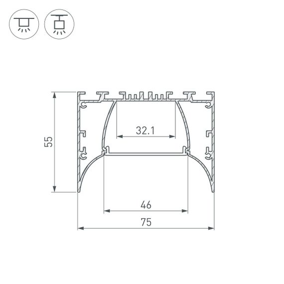 Профиль Arlight ARH-Power-7555-Comfort-2000 Anod 036355