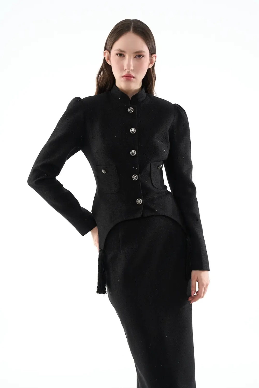 Черная юбка-карандаш миди