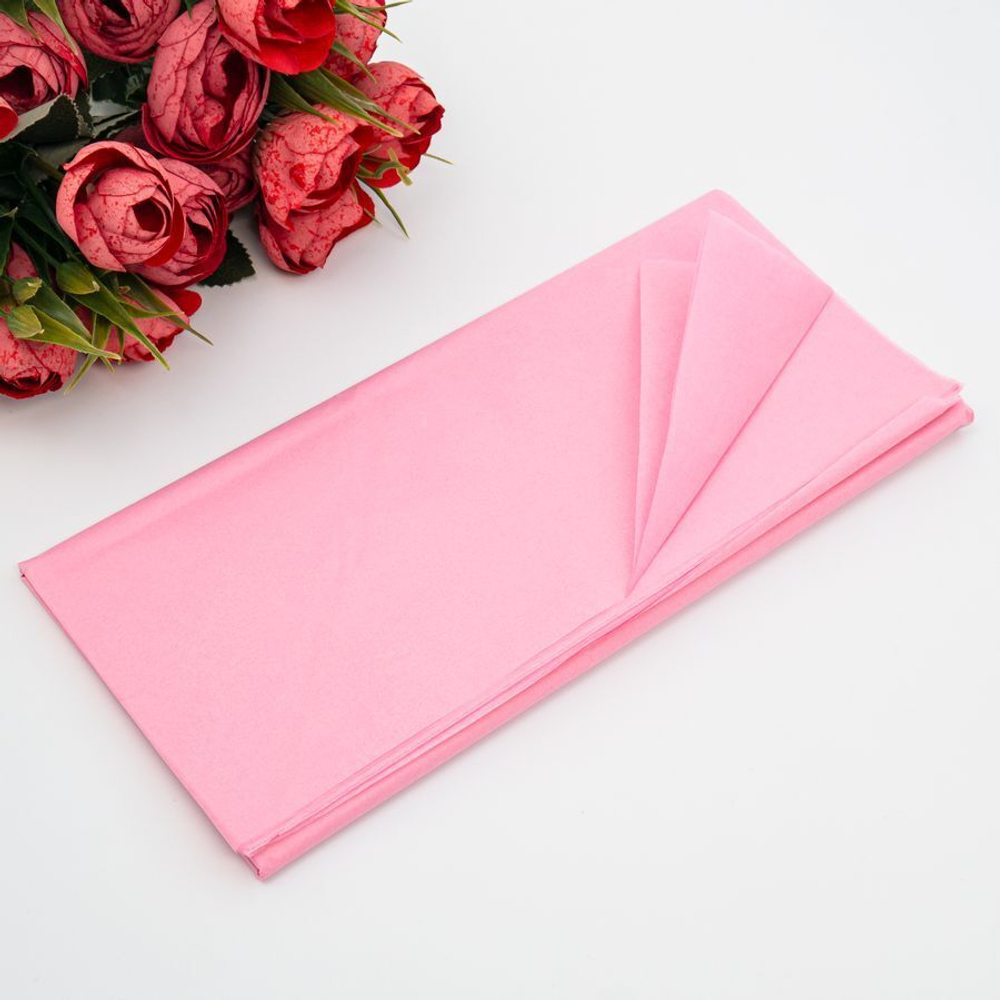 Бумага тишью 50*66см, 14гр/м2, Розовая, 10шт/уп