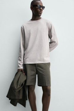 ZARA ШОРТЫ ЧИНОС REGULAR FIT, ХАКИ