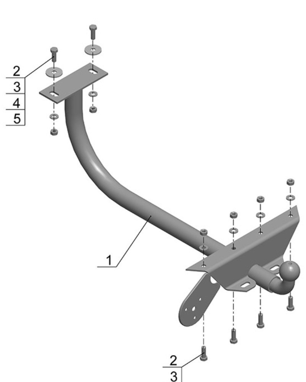 Фаркоп для Lada 4x4, 2121, 21213, 21214, 2131, 2329 1977- Тип шара: H (несъемный сварной). Нагрузки: 800/50 кг, VAZ-51