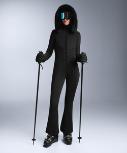 Oysho Водонепроницаемый облегающий эластичный горнолыжный комбинезон, черный