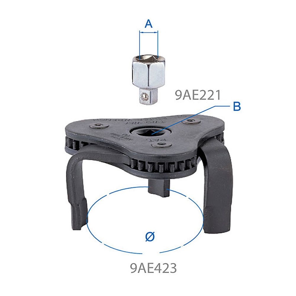 KING TONY (9AE42) Съемник масляных фильтров, 63-102 мм, 3-х захватный