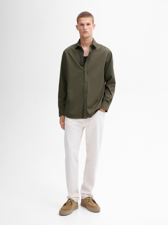 Massimo Dutti РУБАШКА КЛАССИЧЕСКОГО КРОЯ ИЗ ХЛОПКА, ТЕМНО-ЗЕЛЕНЫЙ