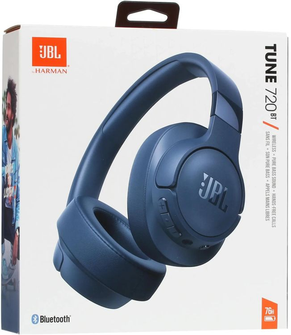 Наушники JBL Tune 720 BT, 3.5 мм/Bluetooth, мониторные, синий [jblt720btblu]