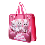 Папка с ручками А4 "Белые кошки", пластик, на молнии, 80мм