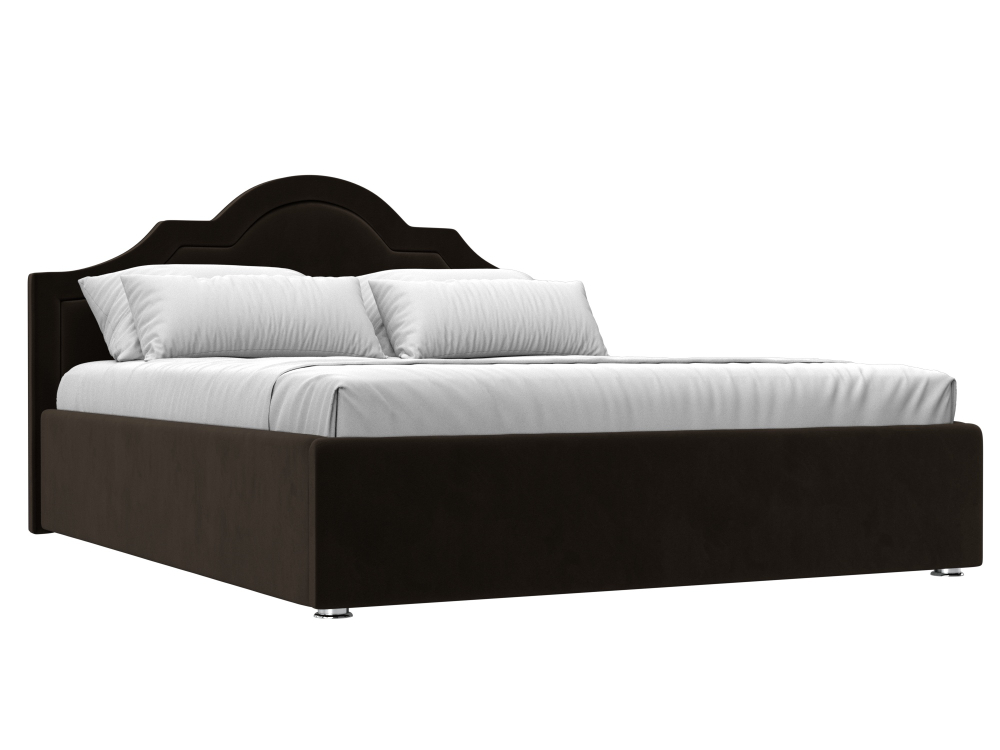 Кровать интерьерная Афина 160, Коричневый, Микровельвет, 28514
