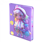 Записная книжка 12,5 см * 17,5 см , 7БЦ, Alingar, ПВХ, конгрев 3D, поролон, 96л., линия, ляссе, цветной срез, "Модная дечонка", сиреневый