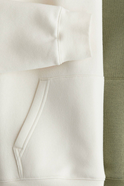 H&M Набор из двух толстовок с капюшоном, белый/хаки