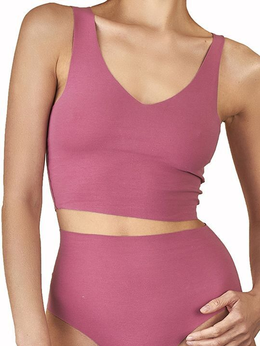 Короткий бесшовный топ (Размер: XL) (Цвет: кофейный)