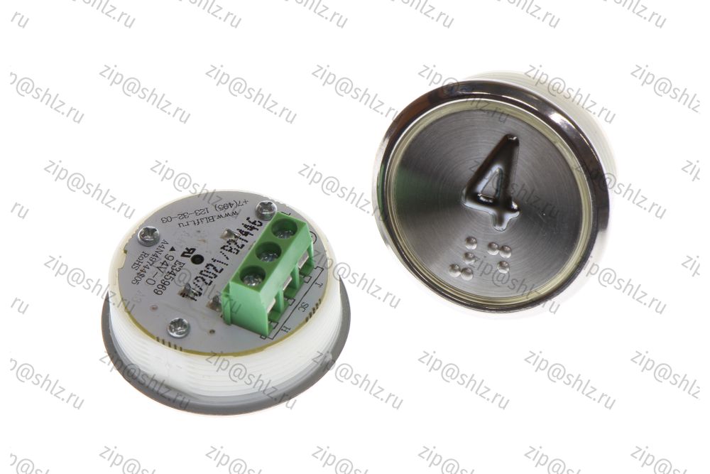 Кнопка (кнопочный модуль) EA2406S-D-R &quot;4 этаж&quot;, круглая, динамическая красная подсветка, Брайль