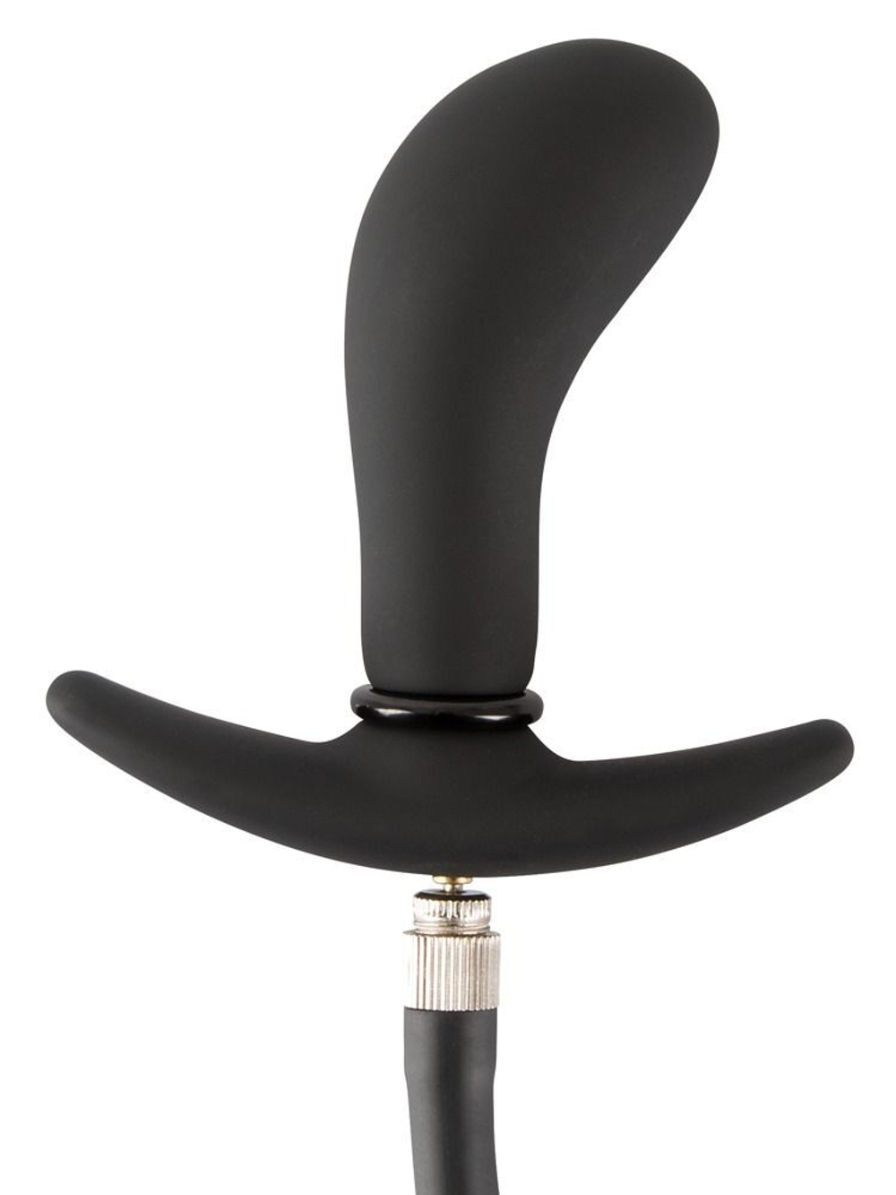 Черная анальная втулка с грушей для накачивания - 8 см. (Цвет: черный)