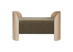 Банкетка Lagom 2 120 см (серо-зеленый FiberGuard, натуральный дуб)