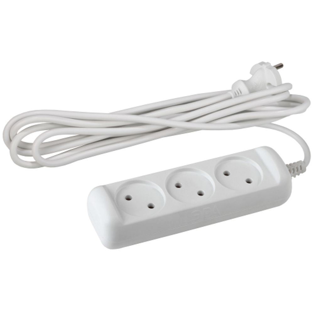 Удлинитель электрический ЭРА U-3-10m-2x1 без заземления 3 розетки 10м ПВС 2x1мм2 10А