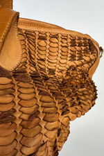 Женская большая плетеная сумка цвета whisky