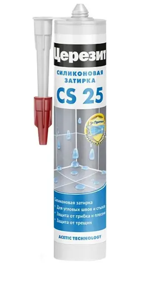 Затирка Церезит CS 25 Карамель 46, для стыков и примыканий, 280 мл (силиконовая, туба)
